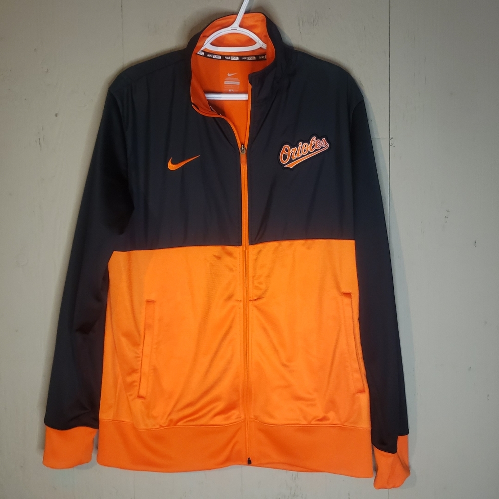 Nike BSBL Baltimore Orioles MLB Full Zip Orange Black Jacket Size Large